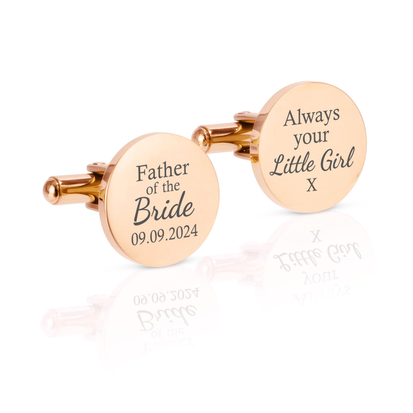 Personalised Engraved Round Cufflinks | Father of the Bride – Always Your Little Girl